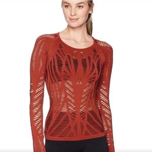 Alo Yoga Wanderer Seamless Ripped Long Sleeve - Rust - Small